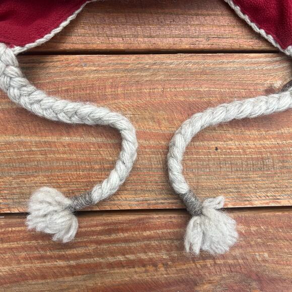 Everest Designs Wool Beanie Ear Flap Red Fair Isle Hand Knit Nepal Tassel Hat - Picture 5 of 13